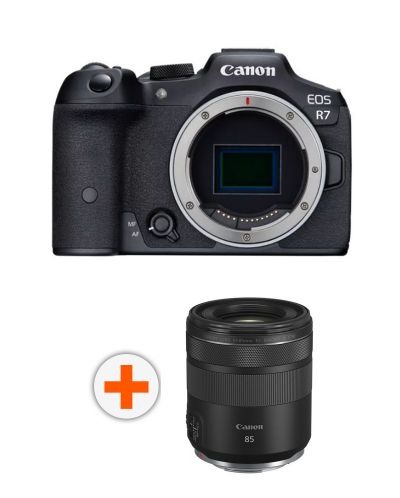 Безогледален фотоапарат Canon - EOS R7, Black + Обектив Canon - RF 85mm f/2 Macro IS STM - 1